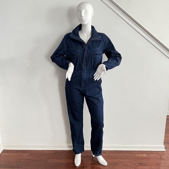 The Only Jane Boiler Suit Blue Jump Two Denim Long Sleeve High Neck Jumpsuit 8 - Picture 13 of 15